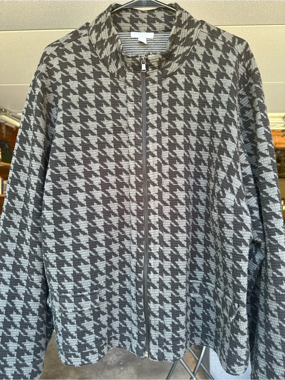 Charter Club Houndstooth Knit Zip Jacket